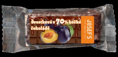 Josef´s snacks Švestková v 70% hořké čokoládě s třtinou 42 g